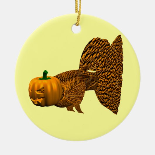 Funny Orange Guppy Keramik Ornament (Vorne)
