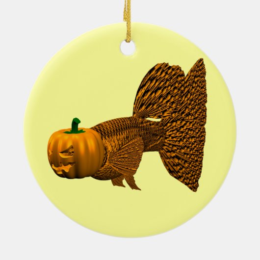 Funny Orange Guppy Keramik Ornament (Hinten)