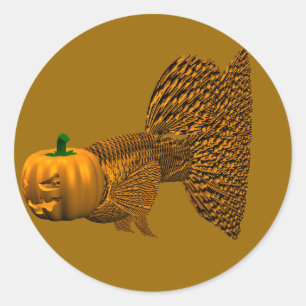 Funny Orange Guppy Runder Aufkleber