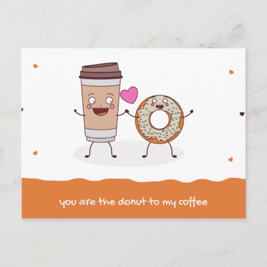 Funny Orange Illustration Liebe Postkarte (Vorderseite)