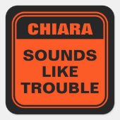 Funny orange klingt wie ein Warnzeichen Quadratischer Aufkleber (Vorderseite)