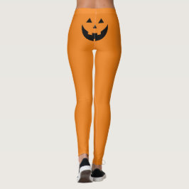 Funny Orange Kürbislaterne Kürbisgesicht Halloween Leggings