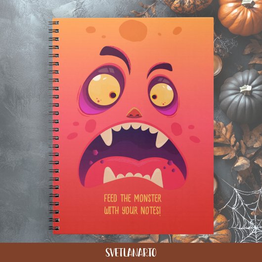 Funny Orange Monster Halloween Notebook Notizblock