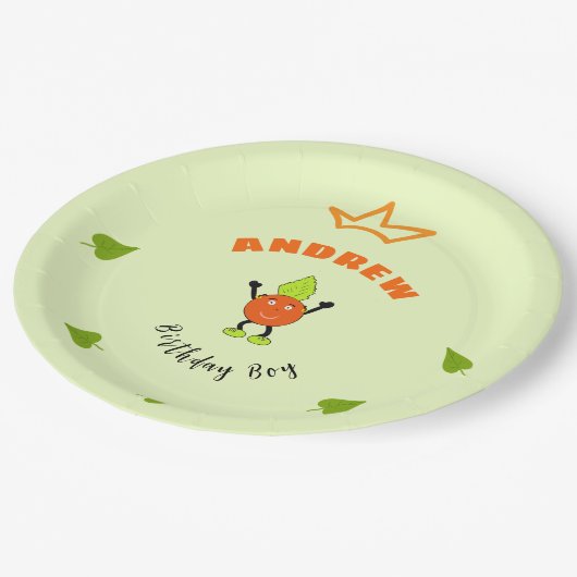 Funny Orange Pappteller (Schrägansicht)