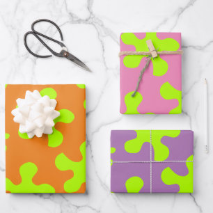 Funny Orange Pink Lavendel lila grüne Schleimkind Geschenkpapier Set