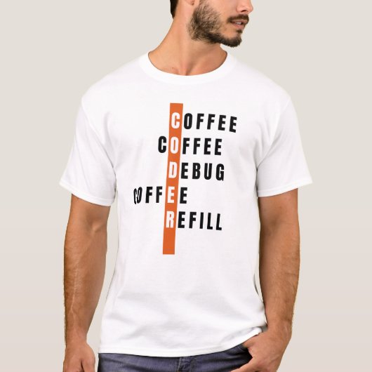 Funny Orange Programmer Kaffeebuchneufüllung T-Shirt (Vorderseite)