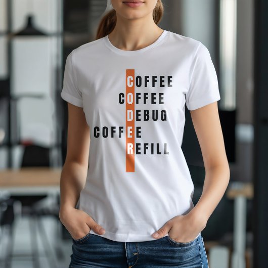 Funny Orange Programmer Kaffeebuchneufüllung T-Shirt