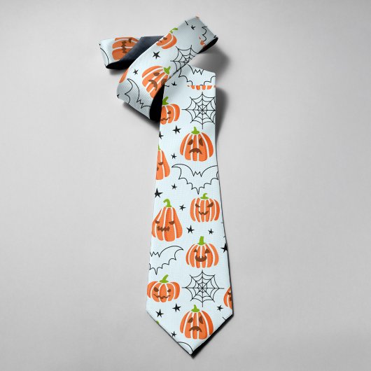 Funny Orange Pumpkins Bats Spider Nets Halloween Krawatte