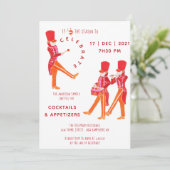 Funny Orange-Red Watercolor Nutcracker  Einladung (Stehend Vorderseite)