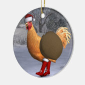 Funny Orange Rooster Santa Claus Keramik Ornament (Links)