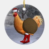Funny Orange Rooster Santa Claus Keramik Ornament (Hinten)