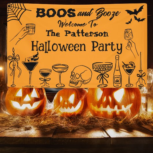 Funny Orange Scribble Halloween-Party Willkommen Banner
