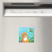 Funny Orange Tabby Cat Butterfly Creationarts Magnet (In Situ (Geschirrspüler))