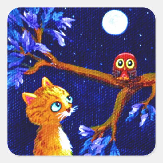 Funny Orange Tabby Cat Creationarts Square Sticker (Vorderseite)