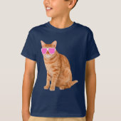 Funny Orange Tabby Cat mit Sonnenbrille T-Shirt (Vorderseite)
