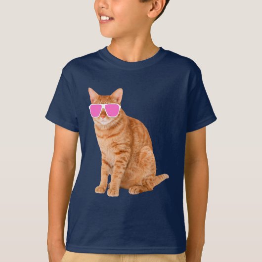Funny Orange Tabby Cat mit Sonnenbrille T-Shirt (Vorderseite)