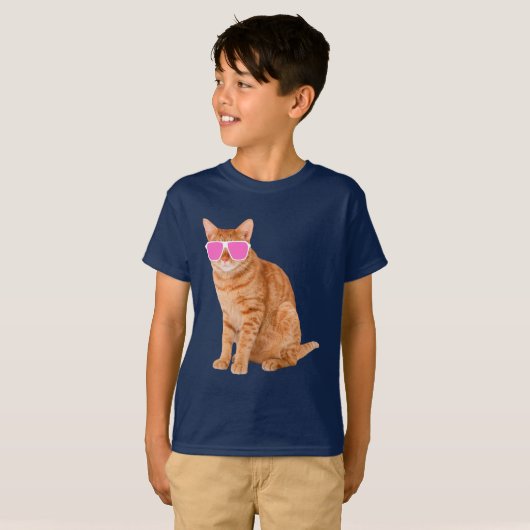 Funny Orange Tabby Cat mit Sonnenbrille T-Shirt (Vorne ganz)