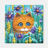 Funny Orange Tabby Cat Mouse Blume Creationarts Magnet (Vorne)