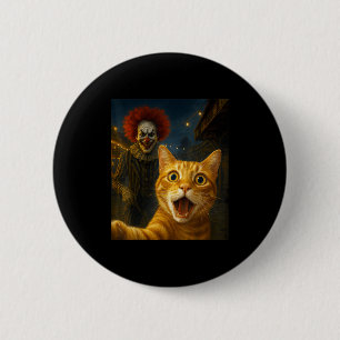 Funny Orange Tabby Cat Selfie Creepy Clown Soky Ca Button