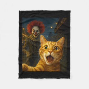 Funny Orange Tabby Cat Selfie Creepy Clown Soky Ca Fleecedecke