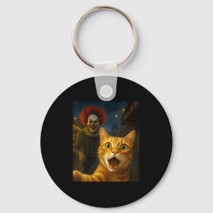 Funny Orange Tabby Cat Selfie Creepy Clown Soky Ca Schlüsselanhänger