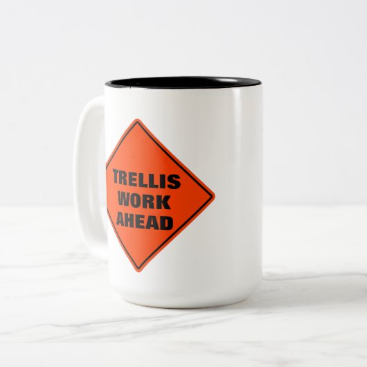 Funny Orange Trellis Vorsicht beim Straßenschild Zweifarbige Tasse (Vorderseite Links)