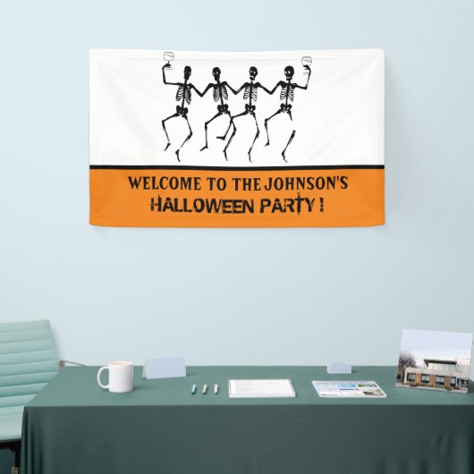 Funny Orange und Black Dancing Skelett Halloween Banner (Messeveranstaltung)