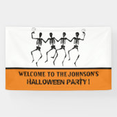 Funny Orange und Black Dancing Skelett Halloween Banner (Horizontal)