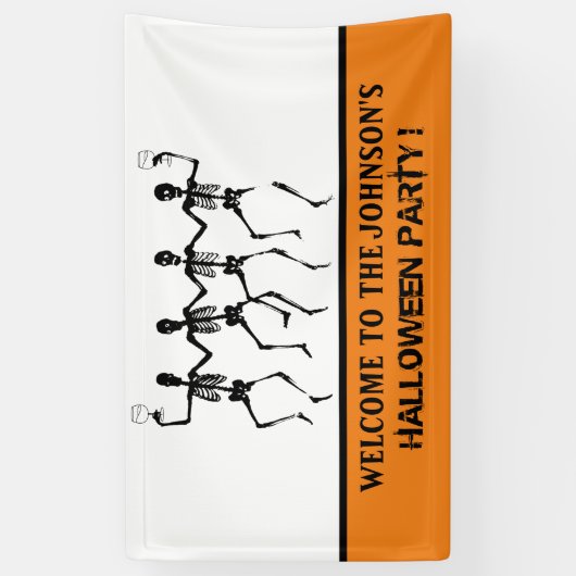  Funny Orange und Black Dancing Skelett Halloween Banner (Vertikal)