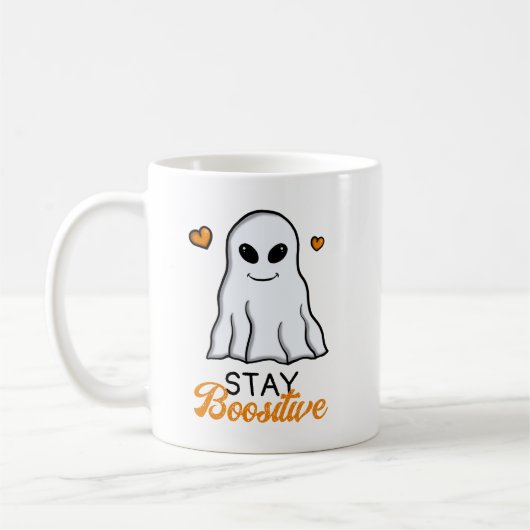 Funny Orange und Black Niedlich Ghost Halloween Kaffeetasse (Links)