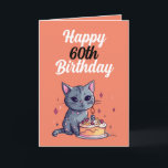 Funny Orange und White Cat Husband 60. Geburtstag Karte<br><div class="desc">Funny Orange und White Cat Husband 60. Geburtstag, ein lustiges und cooles Design für jeden, der eine einzigartige Geburtstagskarte für seinen Ehemann zum Geburtstag sucht. Das Design ist einfach und auffällig, es verfügt über eine niedliche Katze, die hinter einem Geburtstagskuchen sitzt, sowie bearbeitbare Textinformationen. Wenn Sie Probleme mit der Anpassung...</div>
