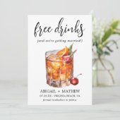 Funny Orange Whiskey Cocktails Drink Foto Hochzeit Save The Date (Stehend Vorderseite)