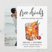 Funny Orange Whiskey Cocktails Drink Foto Hochzeit Save The Date (Vorne/Hinten)