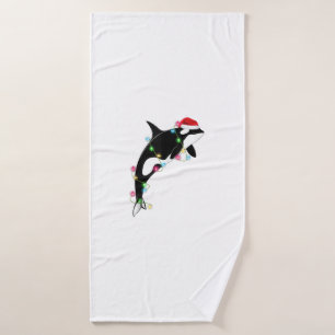 Funny Orca Killer Whale Weihnachtsmannmütze Weihna Badehandtuch