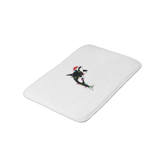 Funny Orca Killer Whale Weihnachtsmannmütze Weihna Badematte (Schrägansicht)