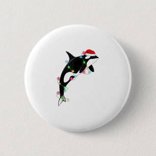 Funny Orca Killer Whale Weihnachtsmannmütze Weihna Button