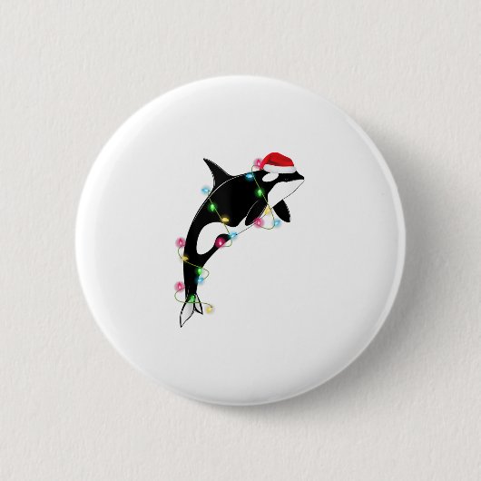 Funny Orca Killer Whale Weihnachtsmannmütze Weihna Button (Vorderseite)
