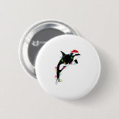 Funny Orca Killer Whale Weihnachtsmannmütze Weihna Button (Vorne & Hinten)