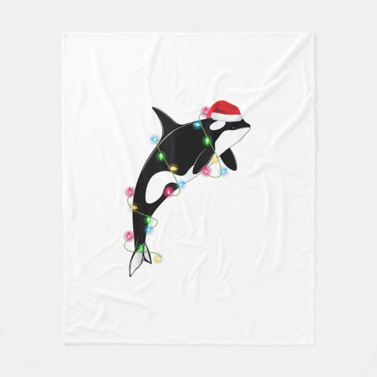 Funny Orca Killer Whale Weihnachtsmannmütze Weihna Fleecedecke (Vorderseite)