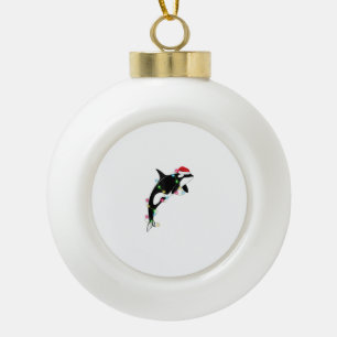Funny Orca Killer Whale Weihnachtsmannmütze Weihna Keramik Kugel-Ornament