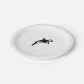 Funny Orca Killer Whale Weihnachtsmannmütze Weihna Pappteller (Schrägansicht)