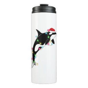 Funny Orca Killer Whale Weihnachtsmannmütze Weihna Thermosbecher