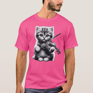 Funny Orchestre Musiker Violinist Niedlich Cat Pla T-Shirt