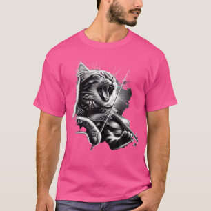 Funny Orchestre Musiker Violinist Rock Cat Playin T-Shirt