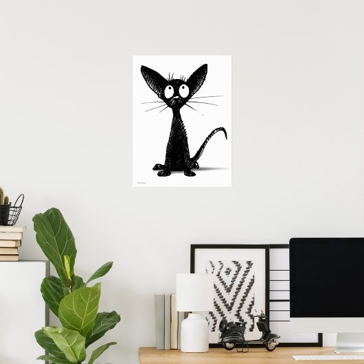 Funny Oriental Black Cat Poster (Heimbüro)