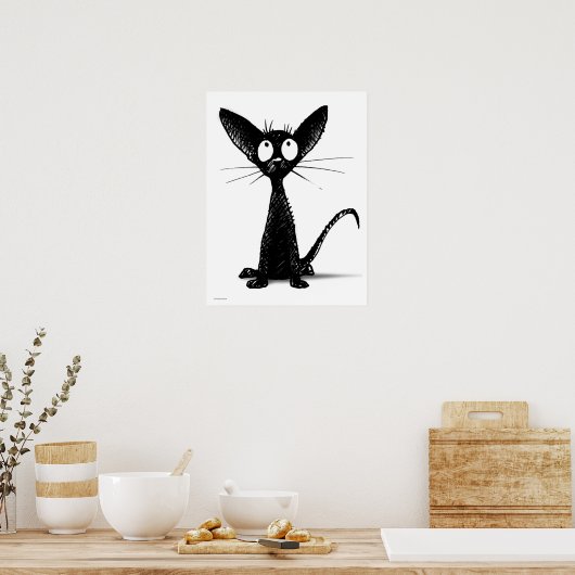 Funny Oriental Black Cat Poster (Küche)
