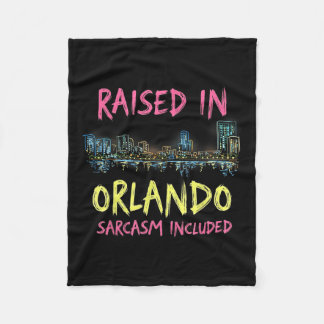 Funny Orlando Florida Night Skyline Vintag Fleecedecke