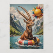 Funny Oryx auf einer Floattour Postkarte (Vorderseite)
