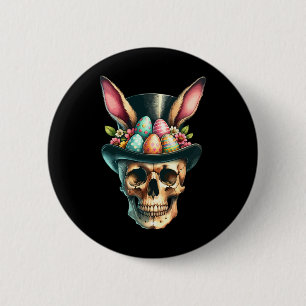 Funny Oster Bunny Skull Egg Hunt Ostern Tag Button