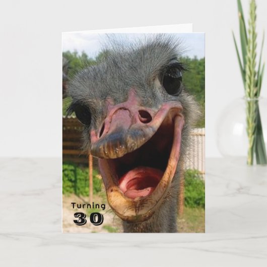 Funny Ostrich Bird 30 Geburtstag Karte (Vorderseite)